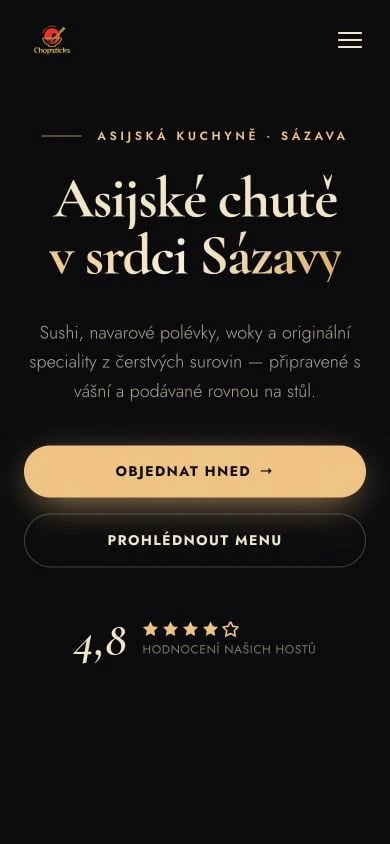 Chopsticks homepage on mobile